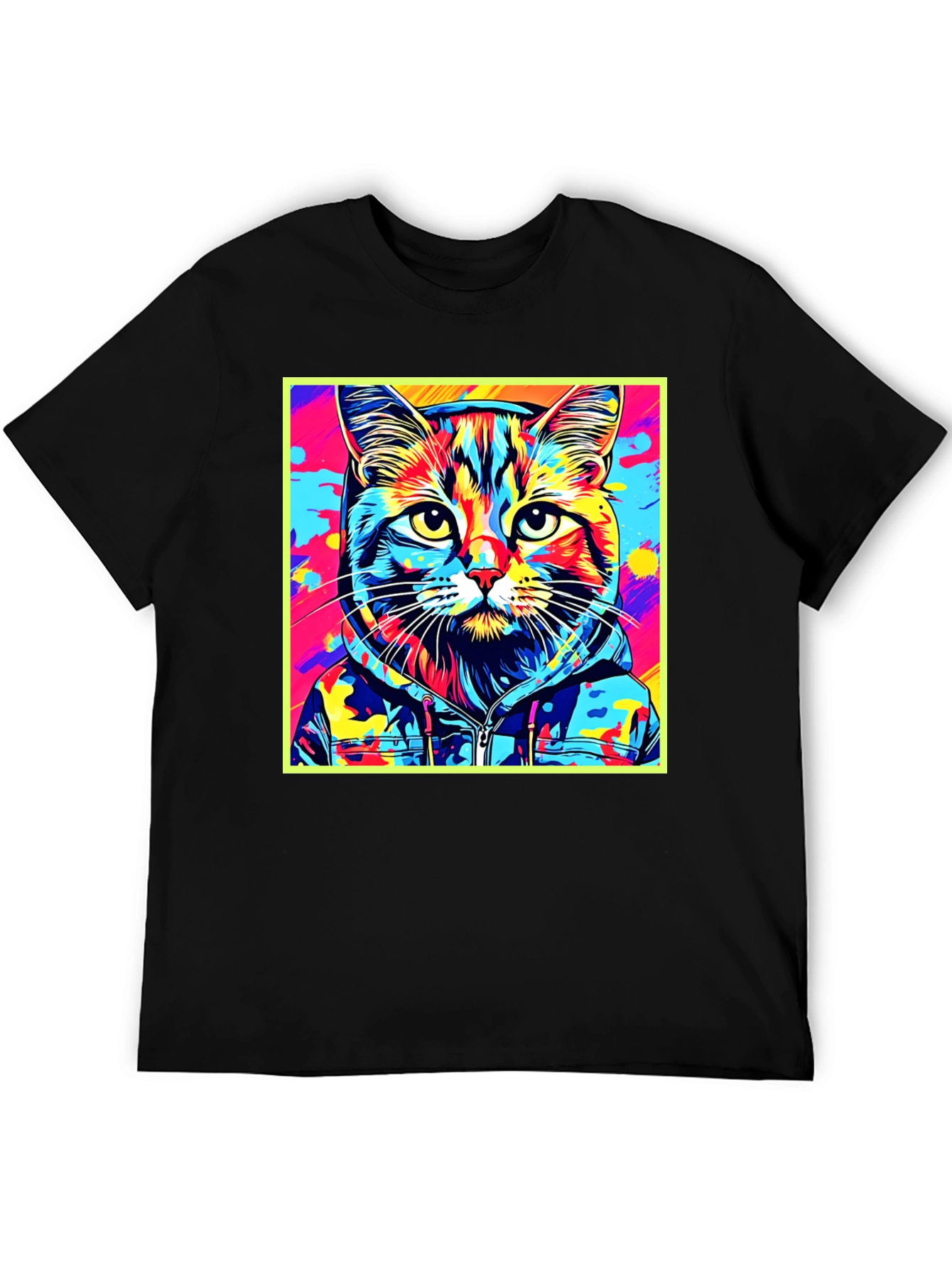 Colorful Cat Portrait Graphic T-Shirt