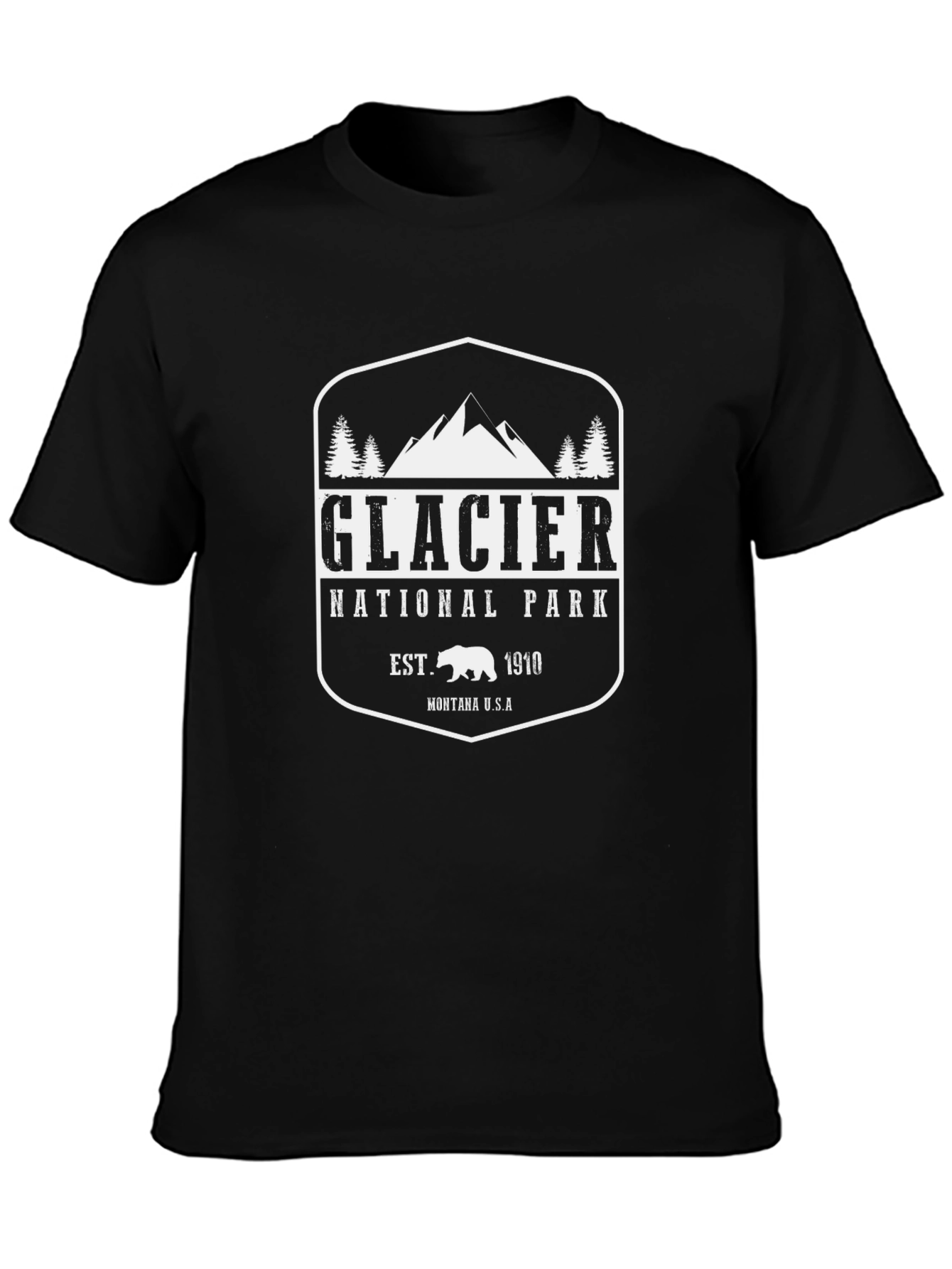 Glacier National Park Black T-Shirt