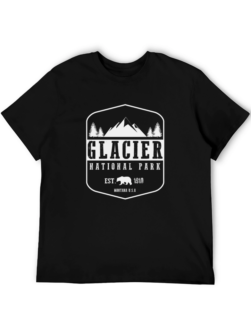 Glacier National Park Black T-Shirt