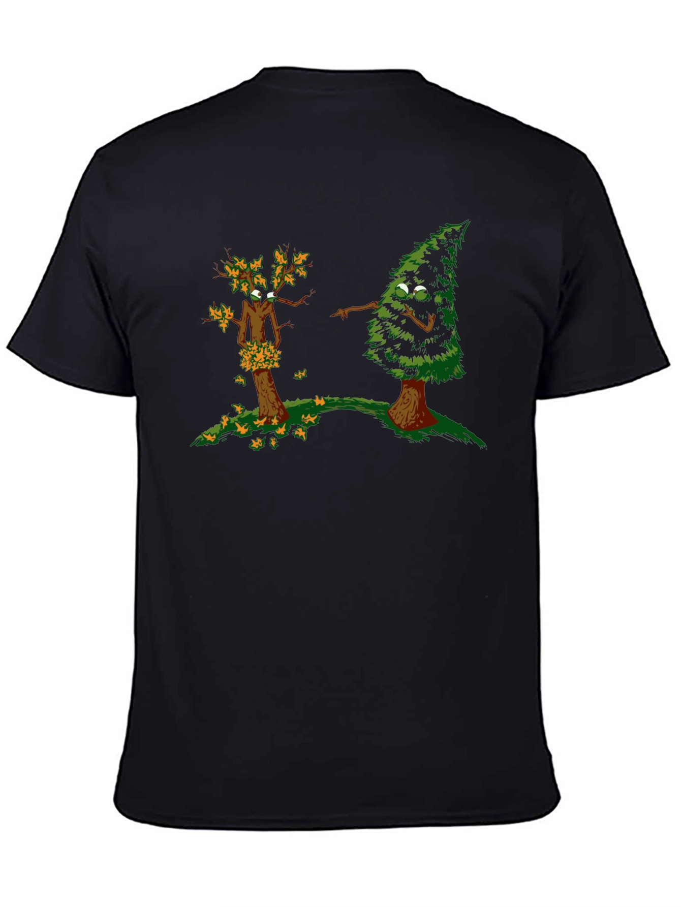 Funny Tree Cartoon Black T-Shirt