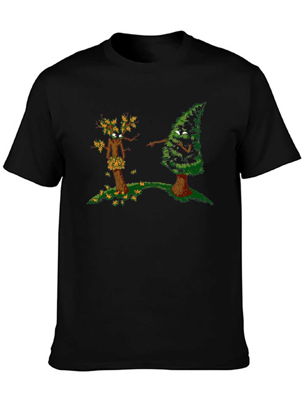 Funny Tree Cartoon Black T-Shirt