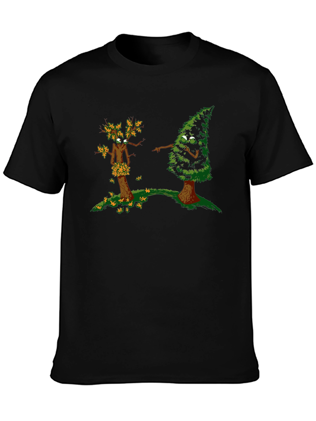 Funny Tree Cartoon Black T-Shirt