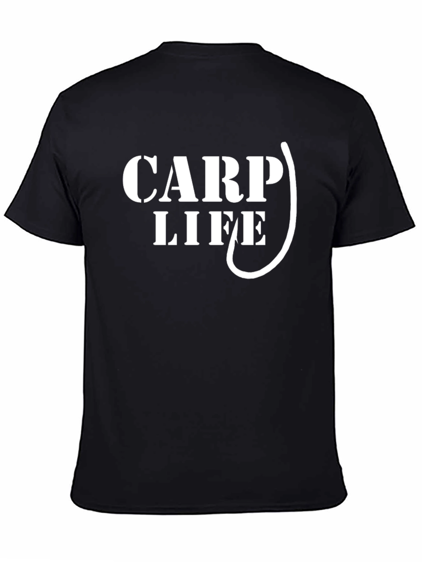 Carp Life Fishing Hook Graphic Tee - Black Cotton Blend T-Shirt