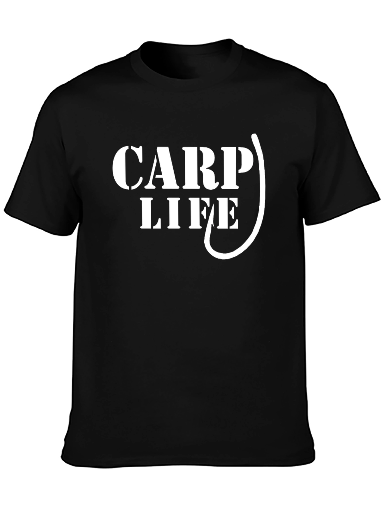 Carp Life Fishing Hook Graphic Tee - Black Cotton Blend T-Shirt