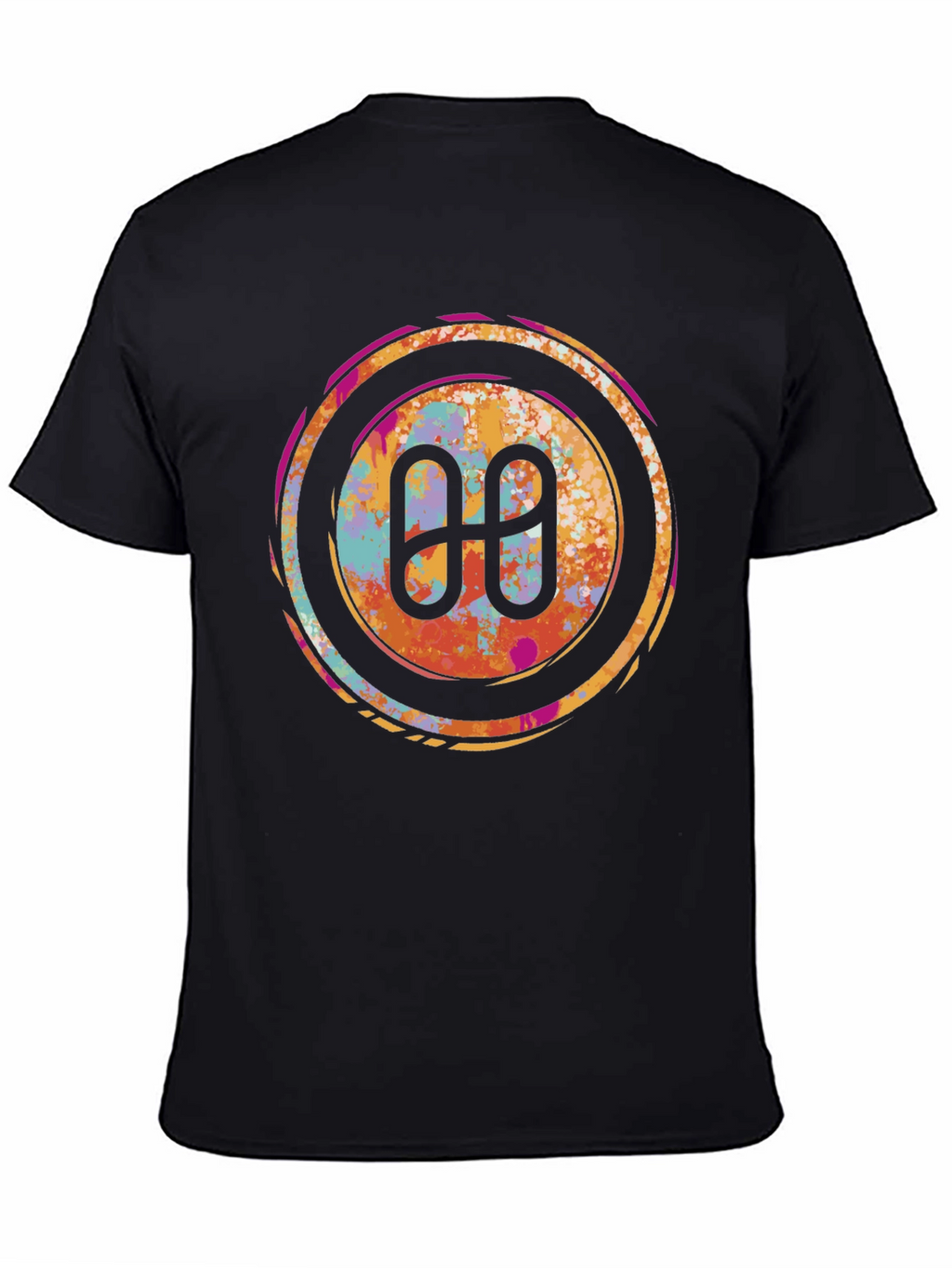 Abstract Circle Logo Graphic Tee - Black