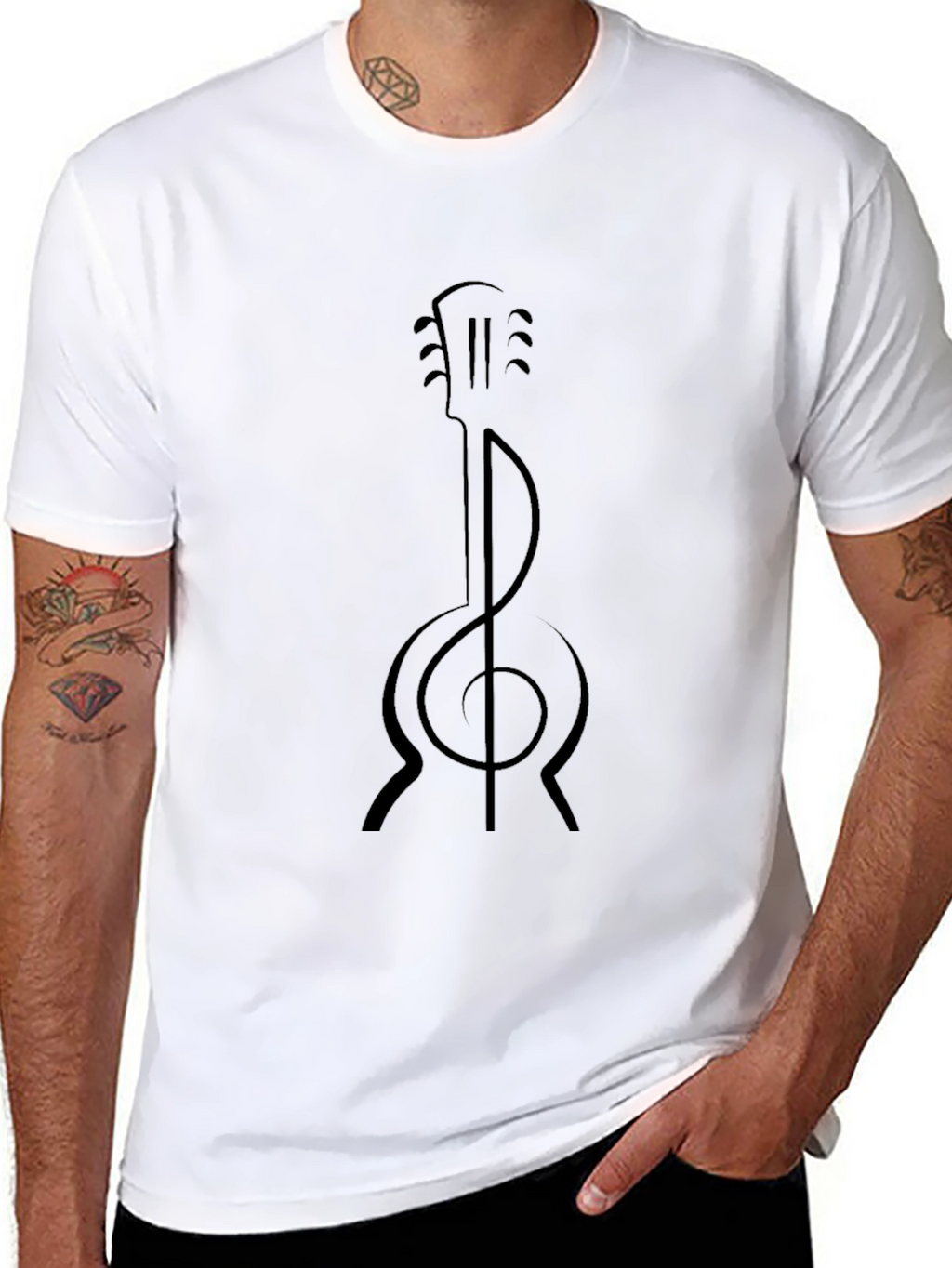 Guitar Clef Graphic Tee - Music Lover Shirt