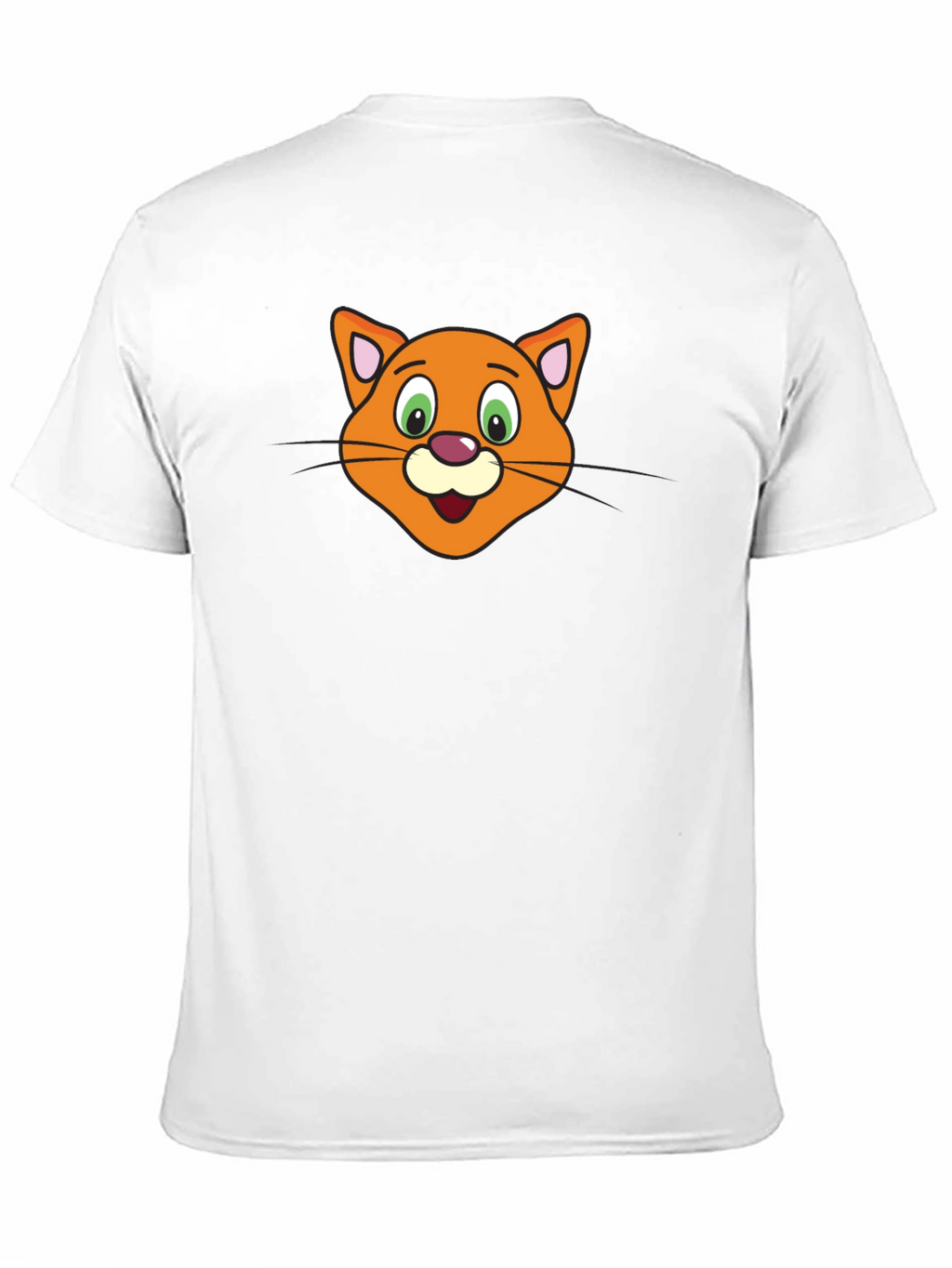 Cartoon Cat Face Black T-Shirt