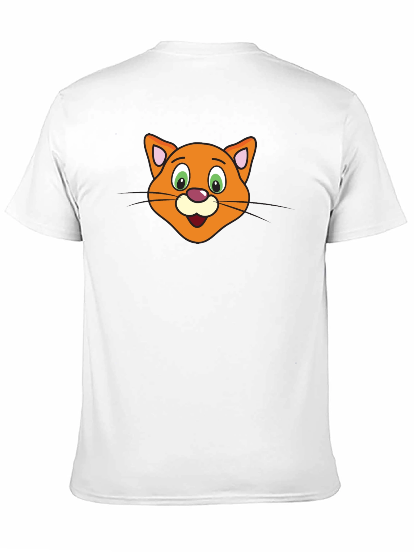 Cartoon Cat Face Black T-Shirt