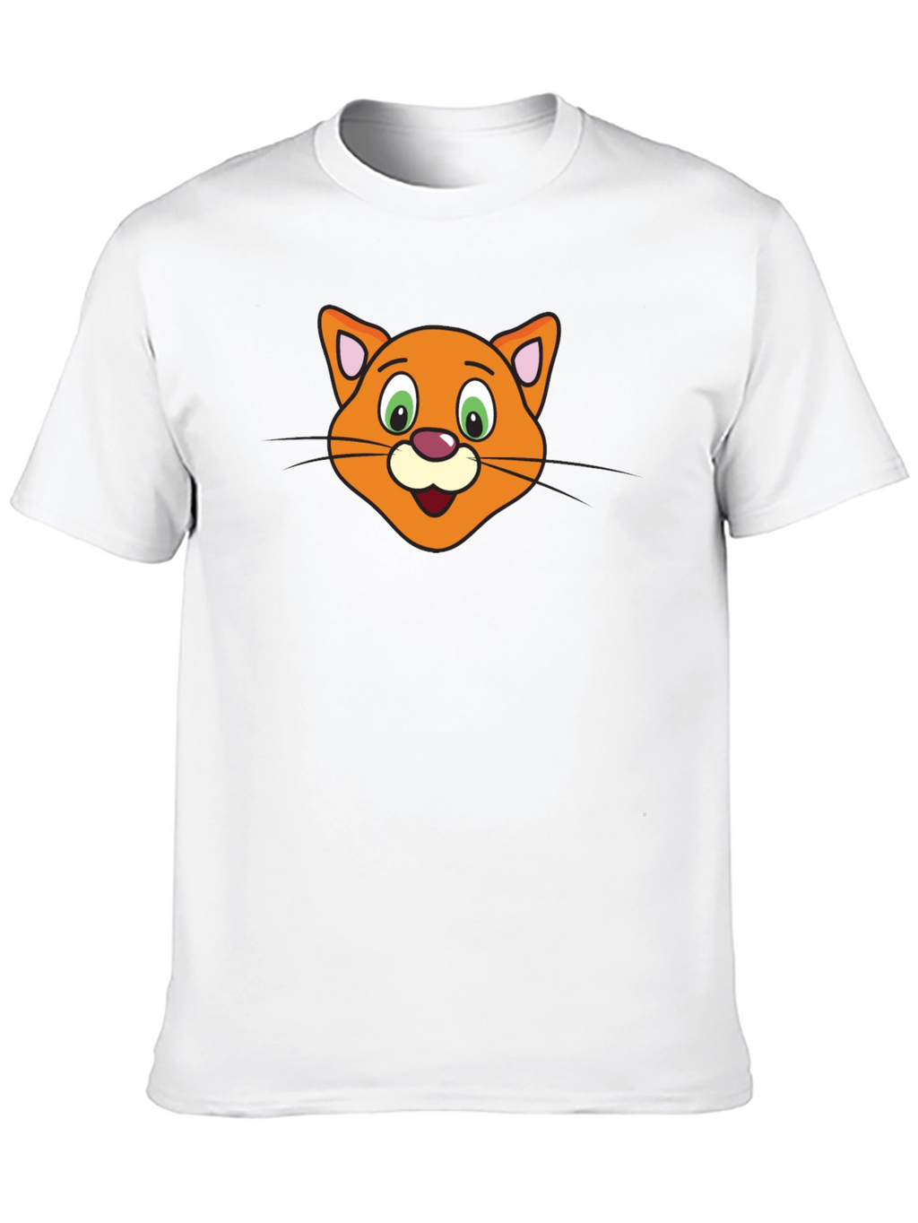 Cartoon Cat Face Black T-Shirt