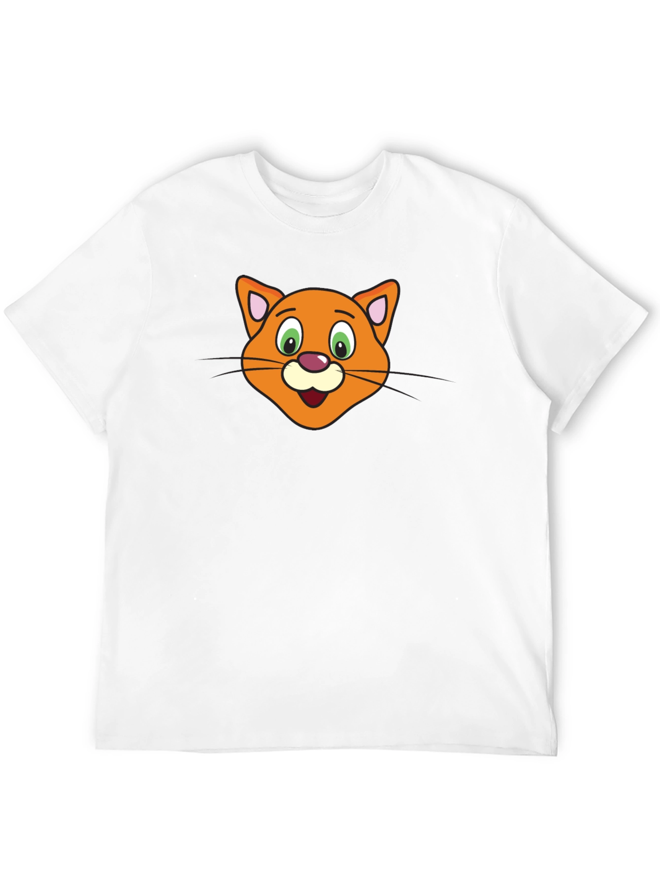 Cartoon Cat Face Black T-Shirt
