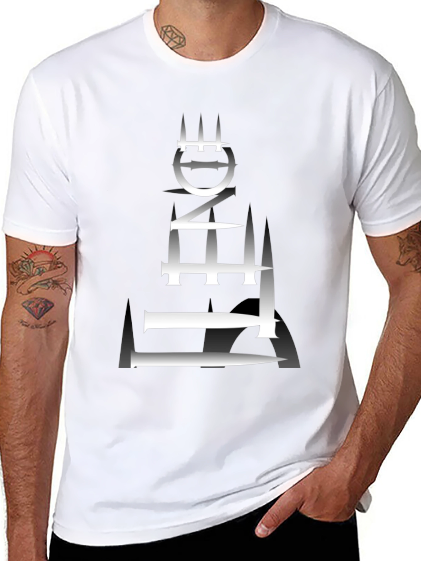 Edgy Graphic Tee - Abstract Tower Design