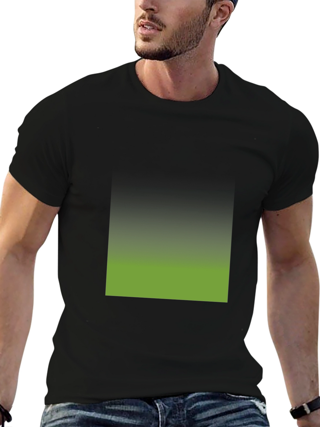 Black T-Shirt with Gradient Square Design