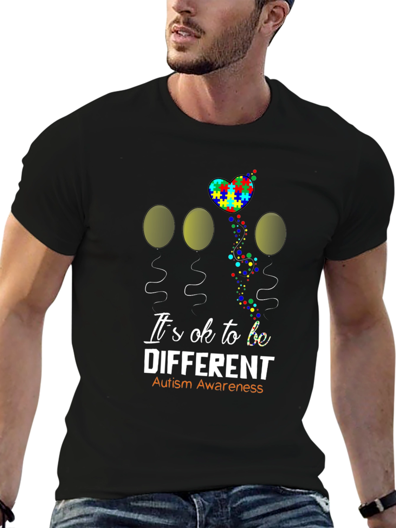 Autism Awareness Graphic T-Shirt - Its OK to be Different