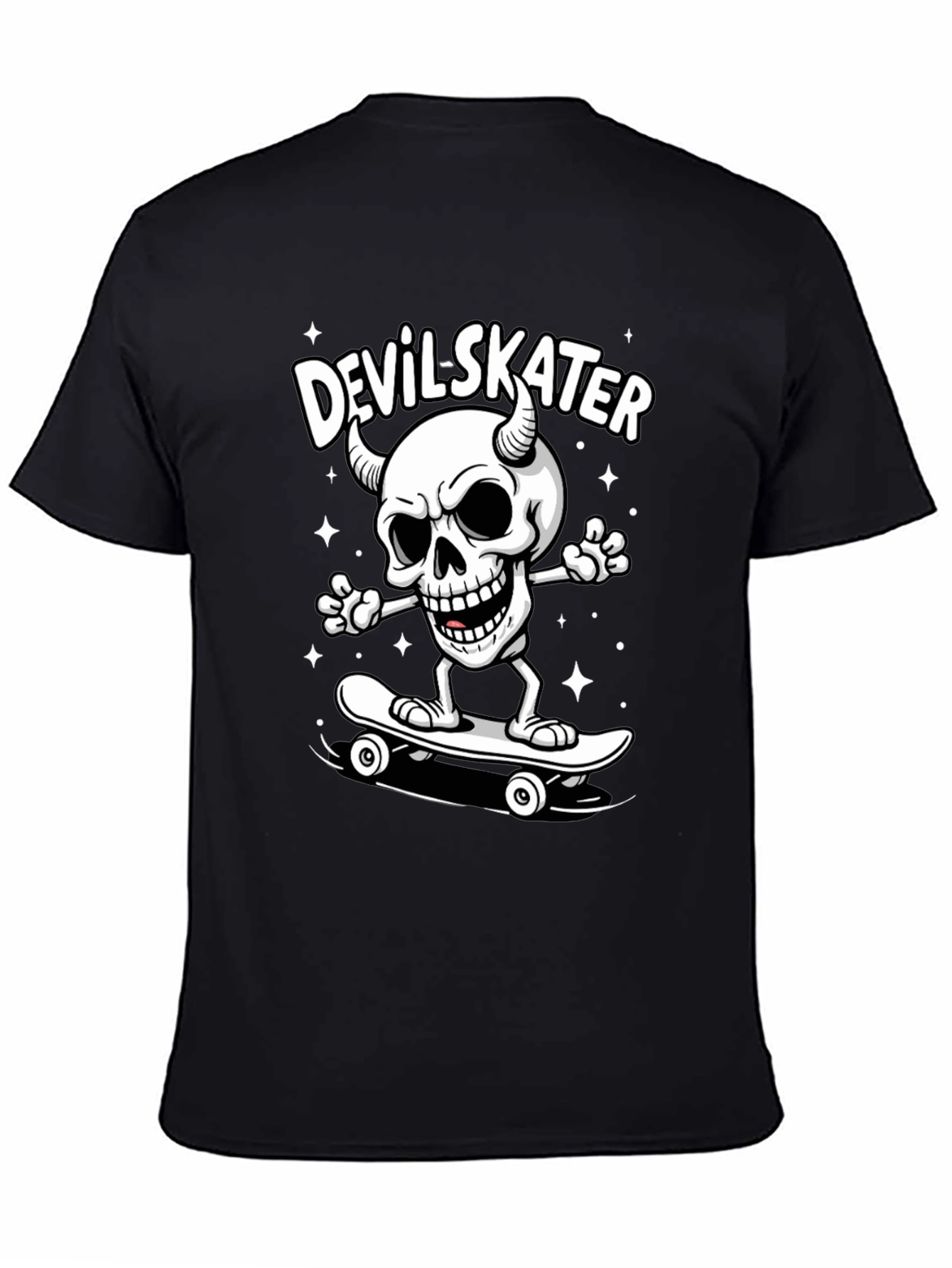 Devil Skater Graphic Tee - Black Cotton T-Shirt