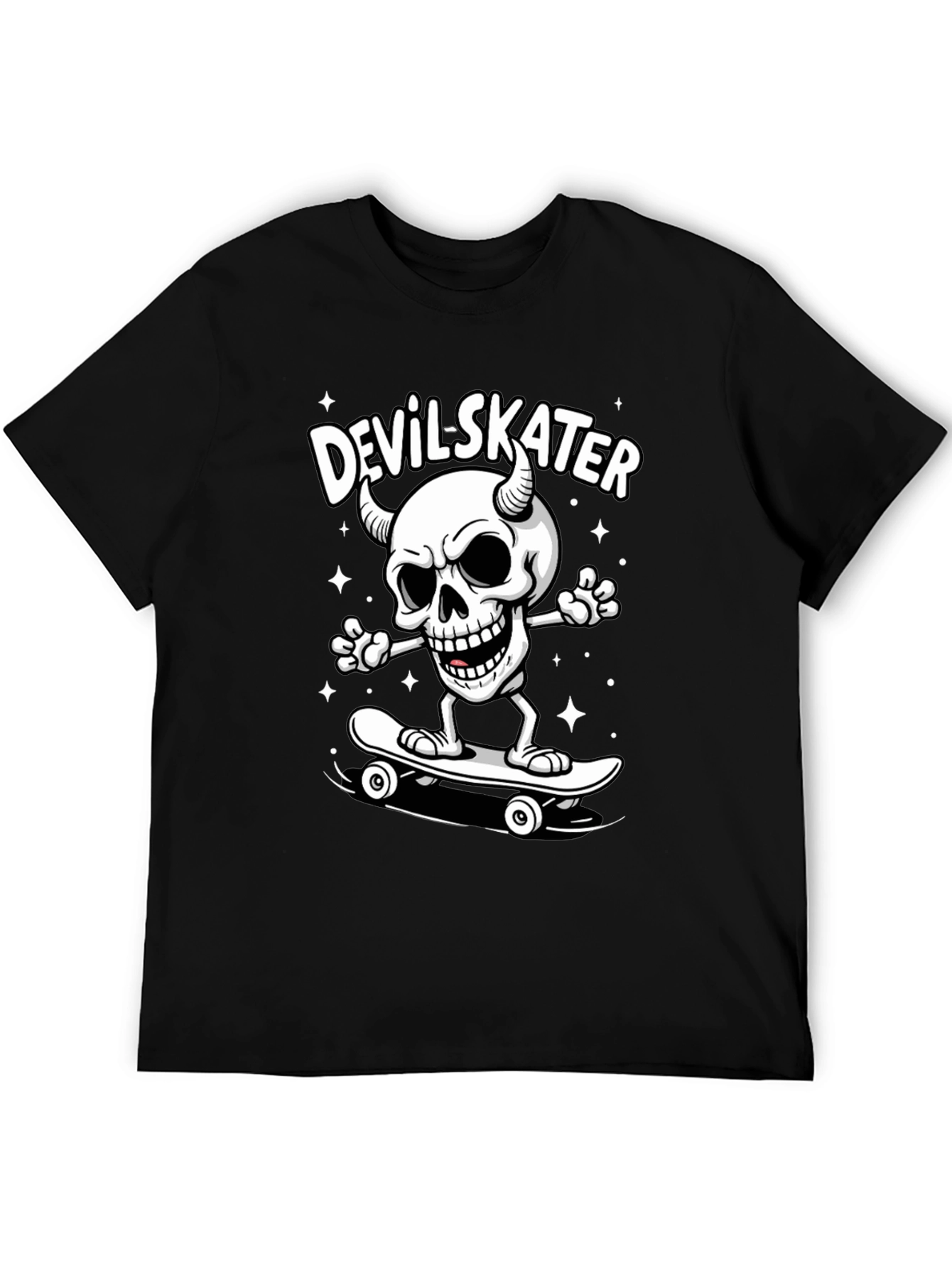 Devil Skater Graphic Tee - Black Cotton T-Shirt