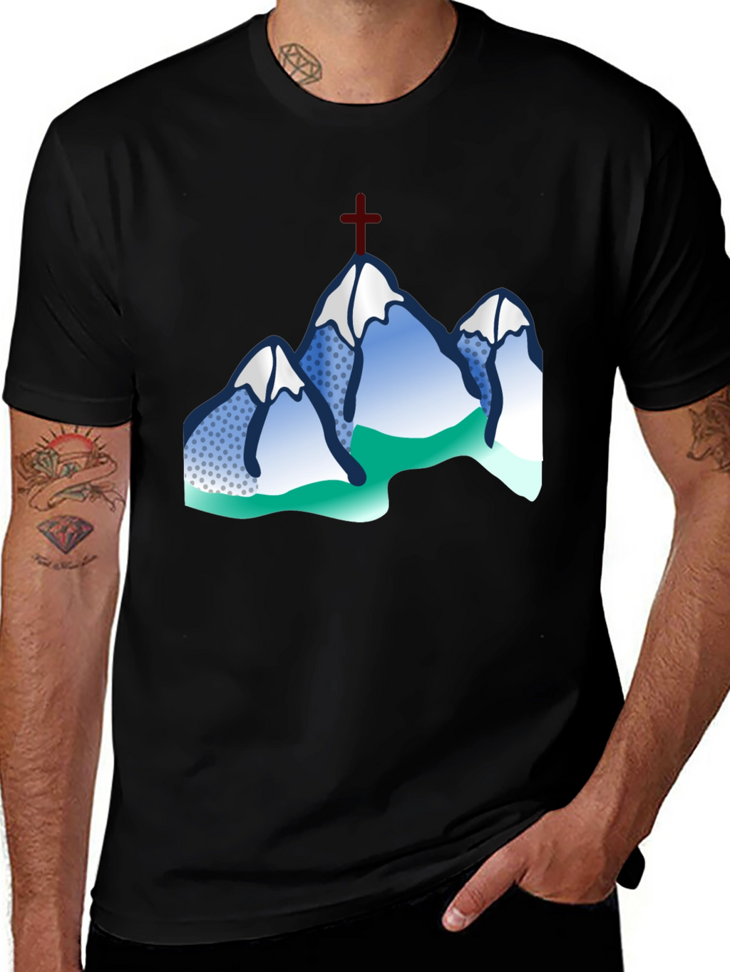 Mountain Cross Graphic Tee - Black