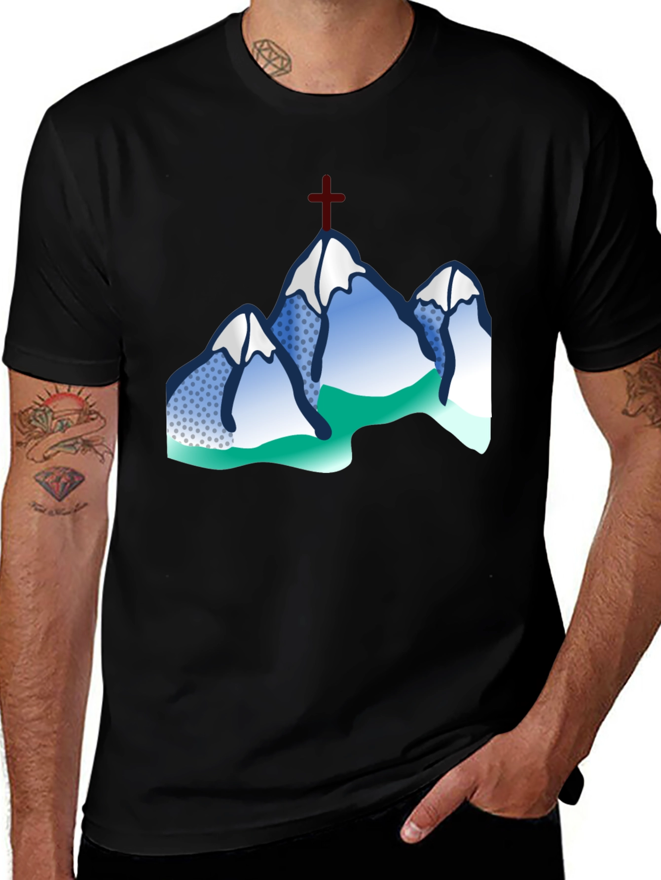 Mountain Cross Graphic Tee - Black