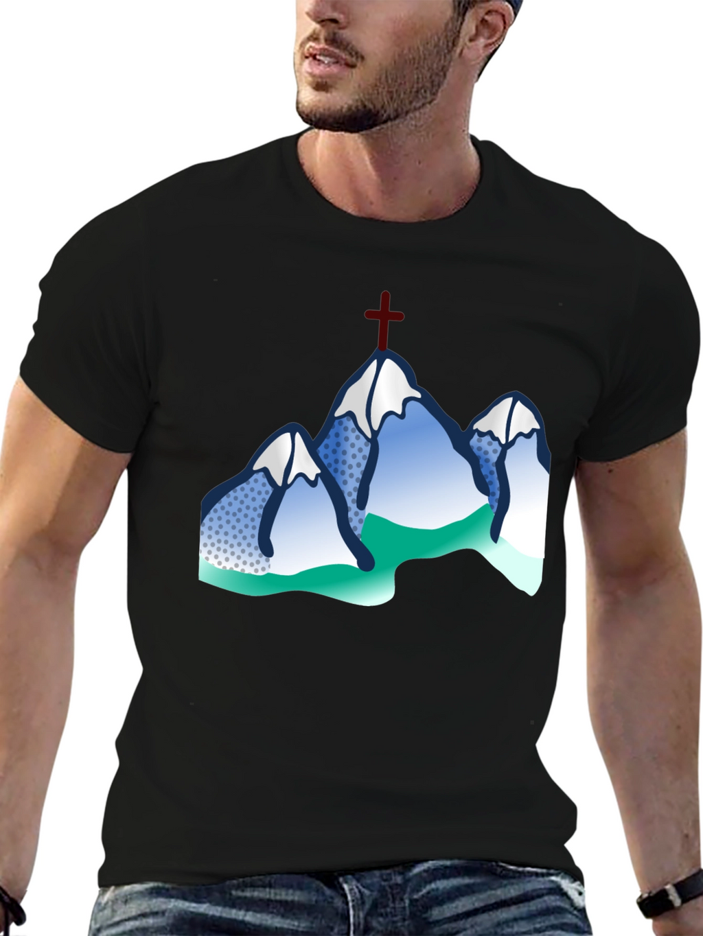 Mountain Cross Graphic Tee - Black