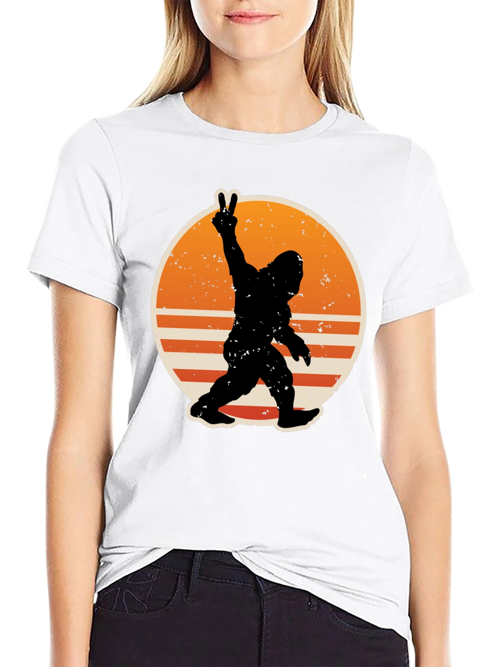 Bigfoot Peace Sign Graphic T-Shirt
