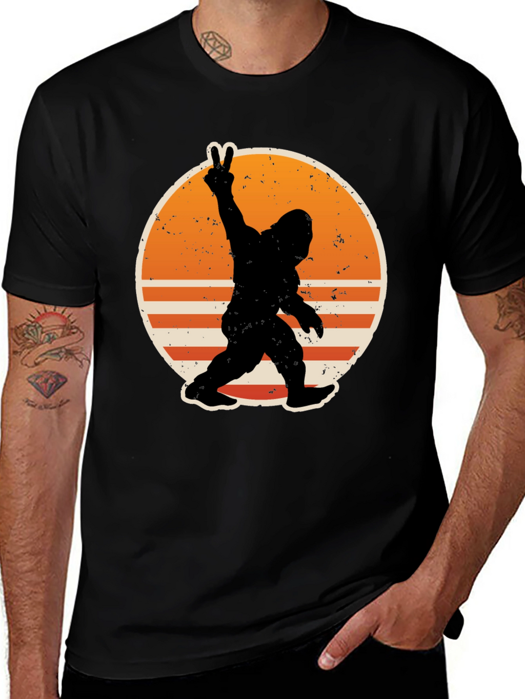 Bigfoot Peace Sign Graphic T-Shirt