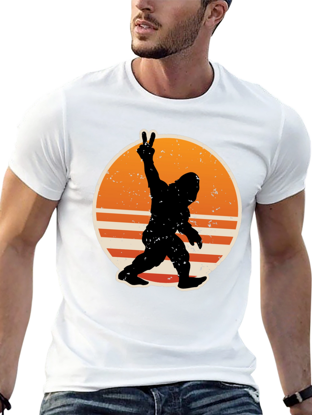 Bigfoot Peace Sign Graphic T-Shirt