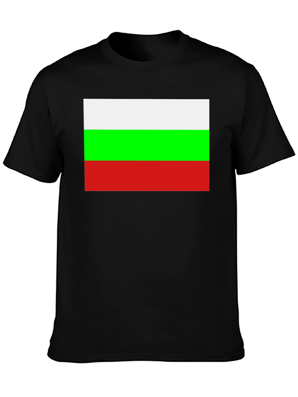 Bulgaria Flag Graphic Tee - Black Cotton T-Shirt