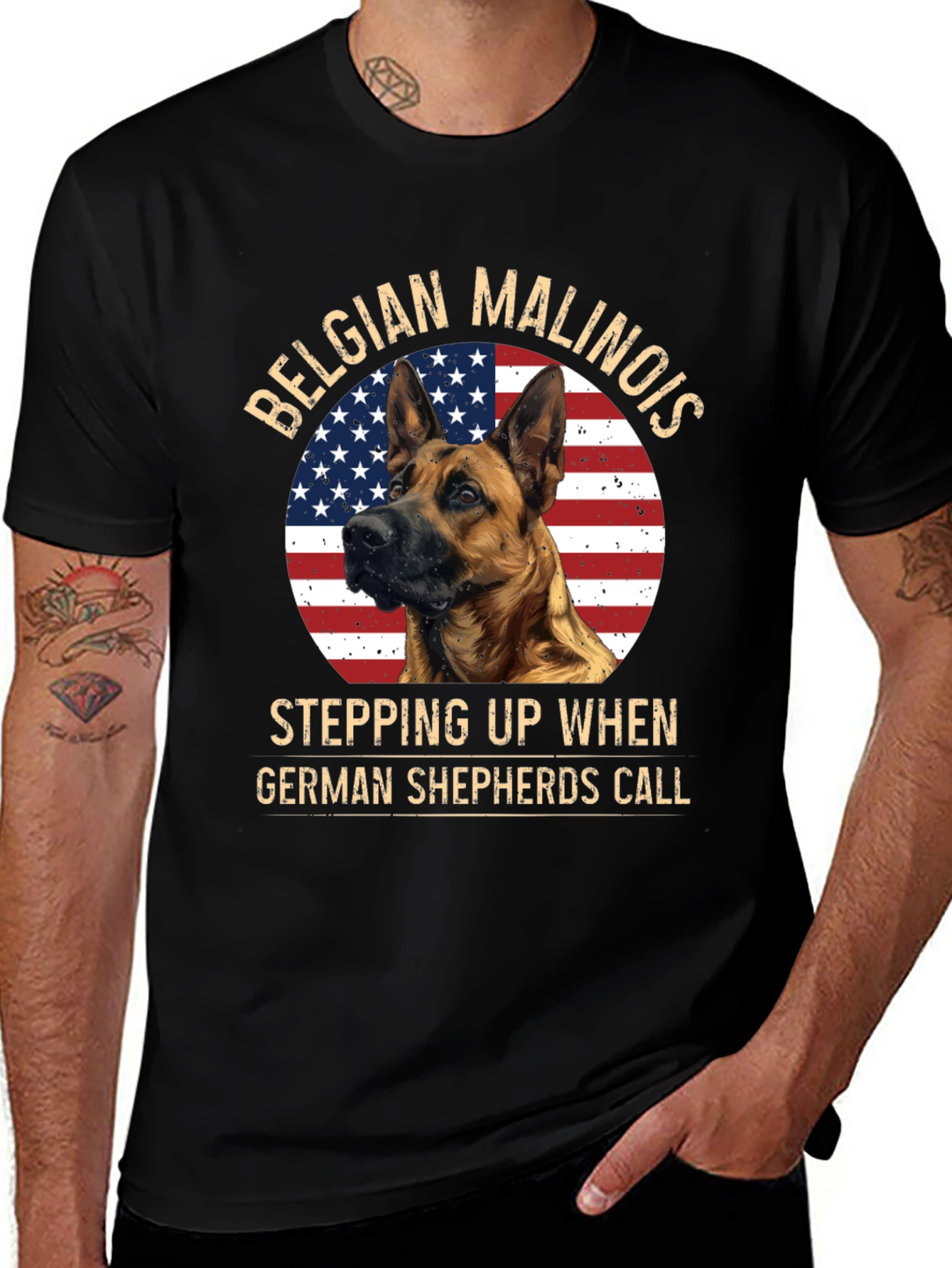 Belgian Malinois Patriotic Dog T-Shirt