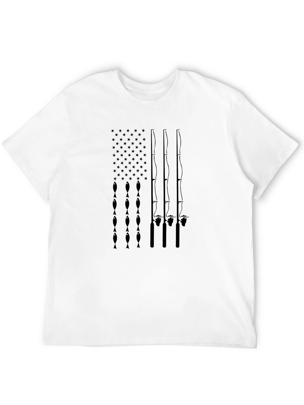 Fishing Rod American Flag Graphic T-Shirt