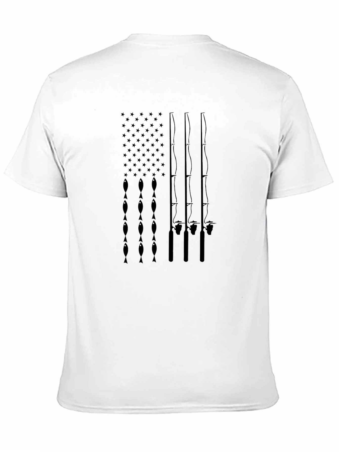 Fishing Rod American Flag Graphic T-Shirt