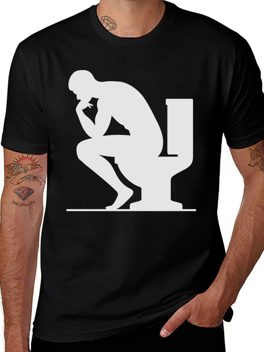 The Thinker on Toilet T-Shirt - Funny Graphic Tee