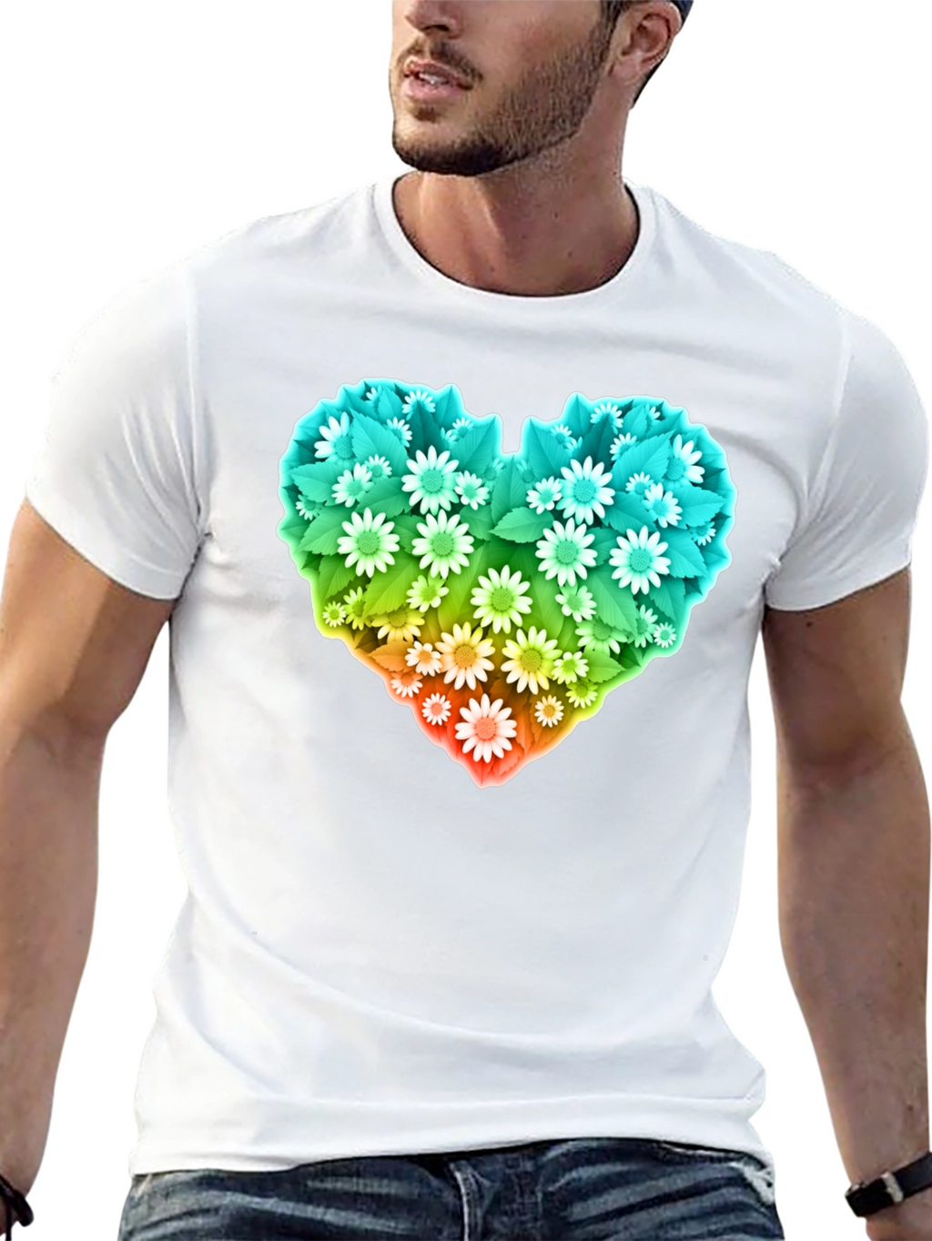 Floral Heart Graphic T-Shirt - Black
