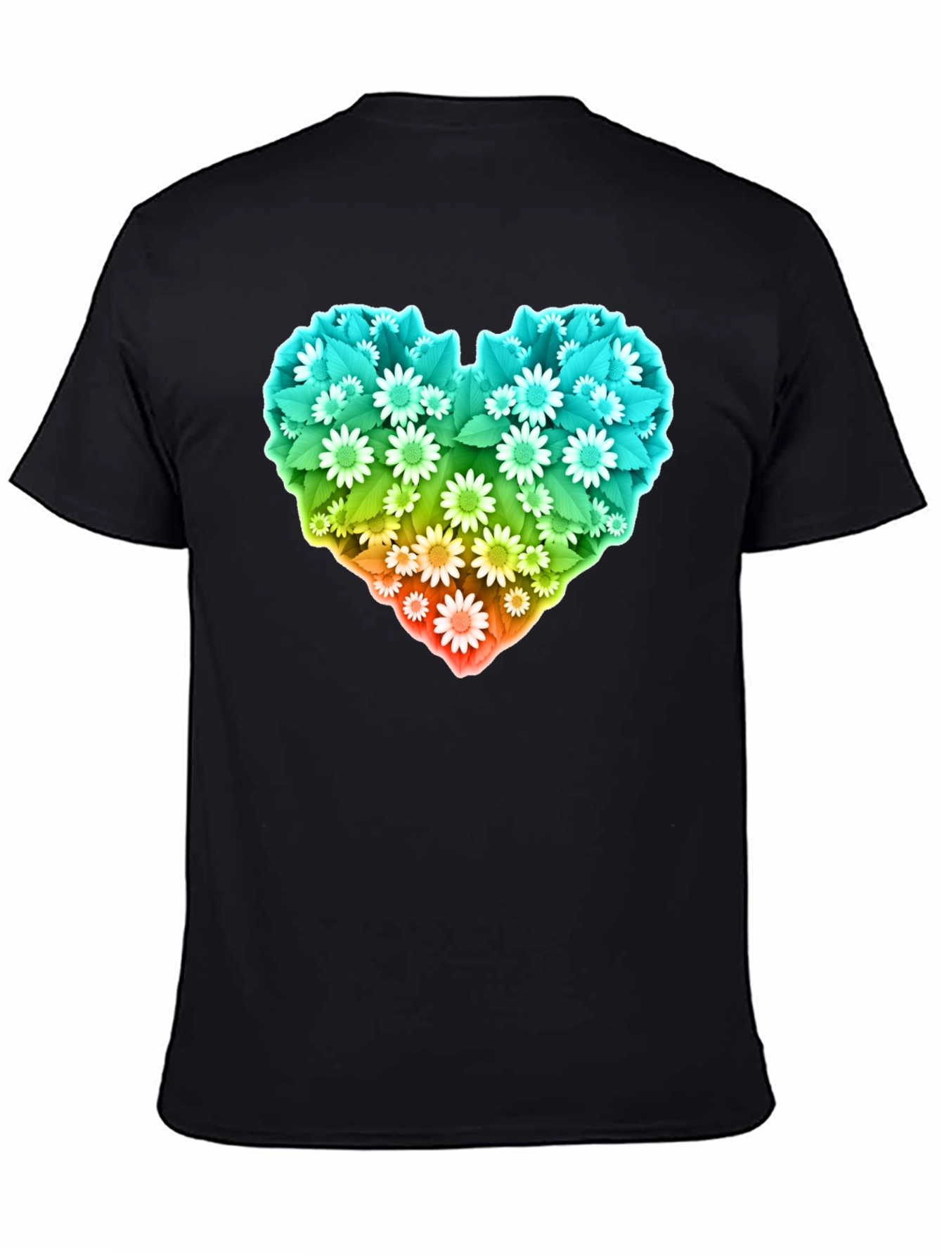 Floral Heart Graphic T-Shirt - Black