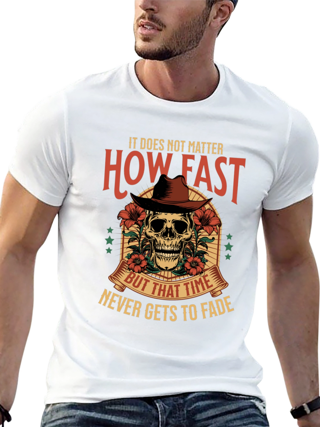 Skull Cowboy Graphic Tee - Time Never Fades