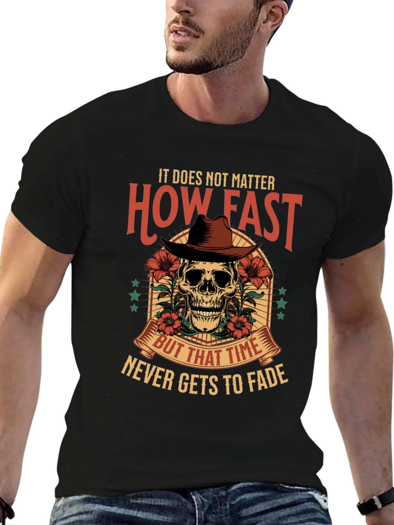 Skull Cowboy Graphic Tee - Time Never Fades