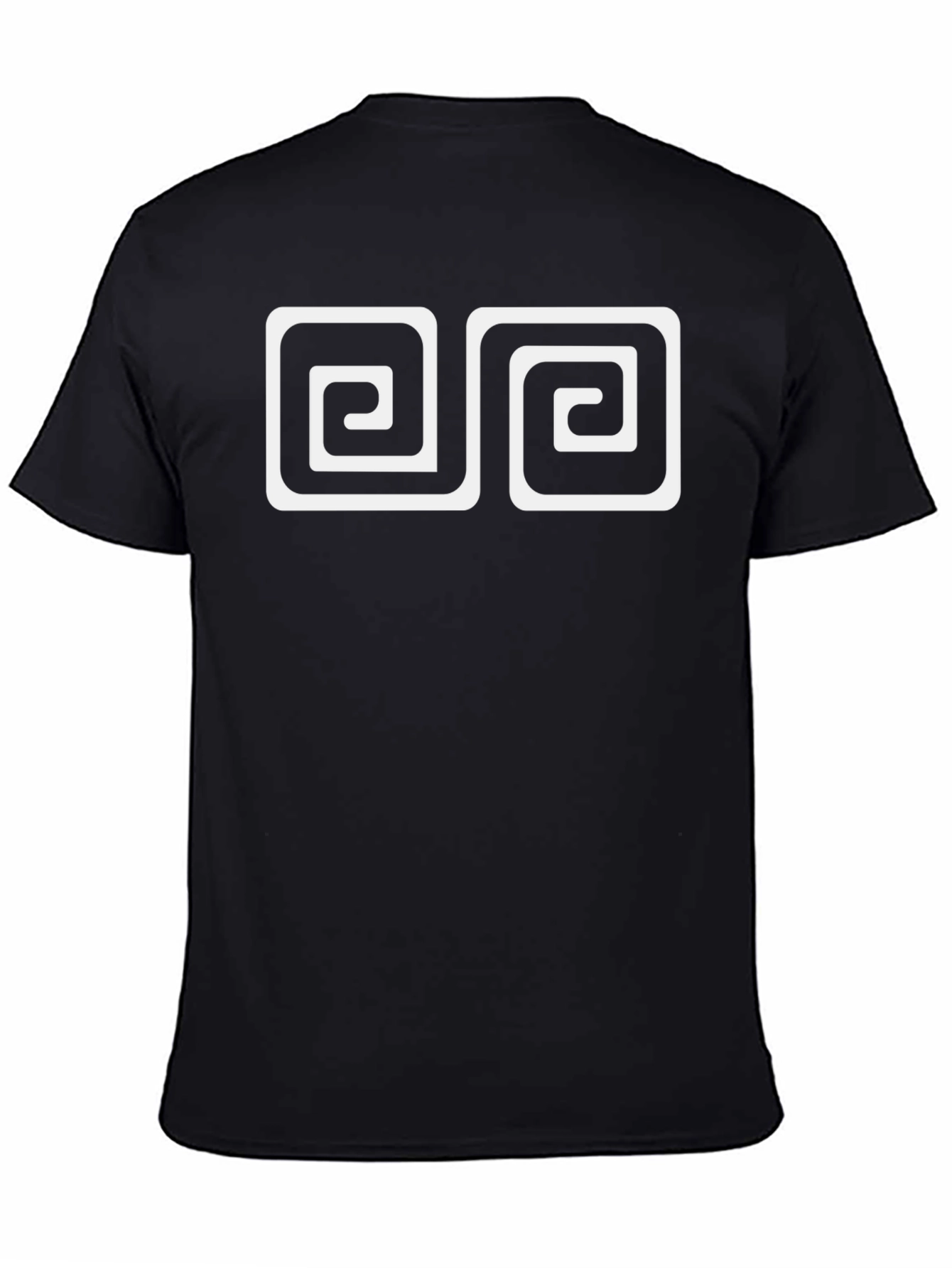 Geometric Spiral Design Black Cotton Tee
