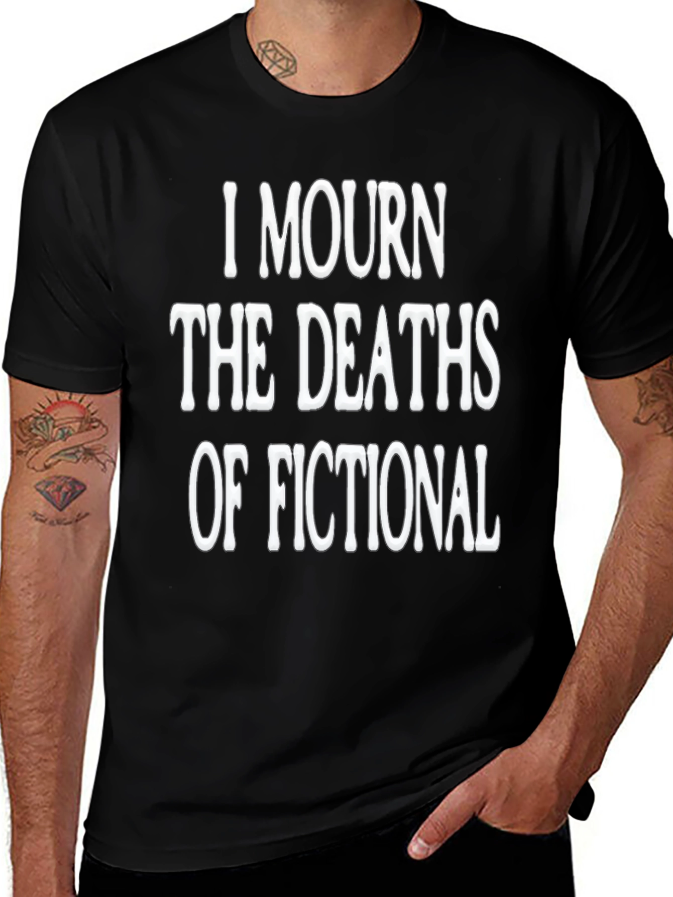 I Mourn Fictional Deaths Black Graphic Tee