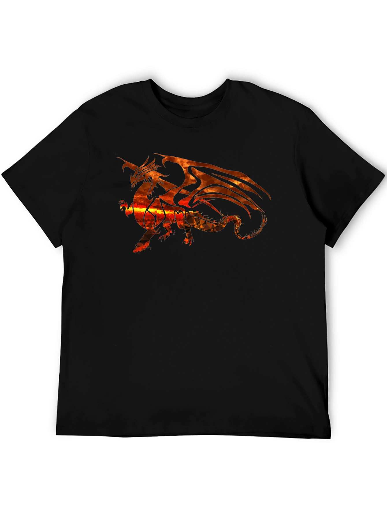 Fiery Dragon Graphic T-Shirt - Black Cotton Tee