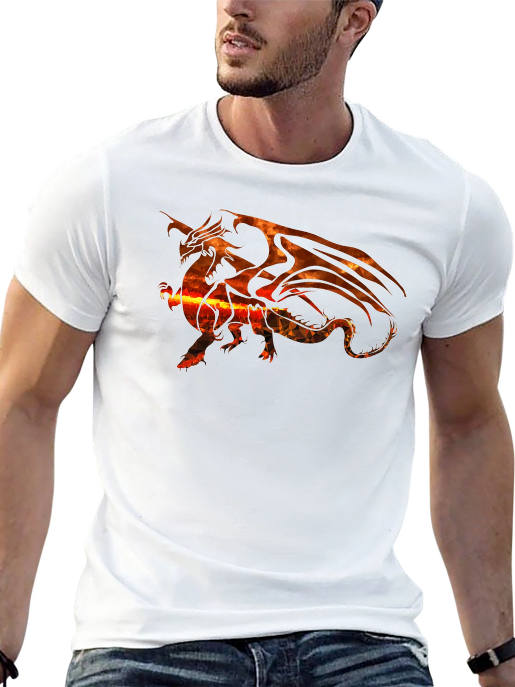 Fiery Dragon Graphic T-Shirt - Black Cotton Tee