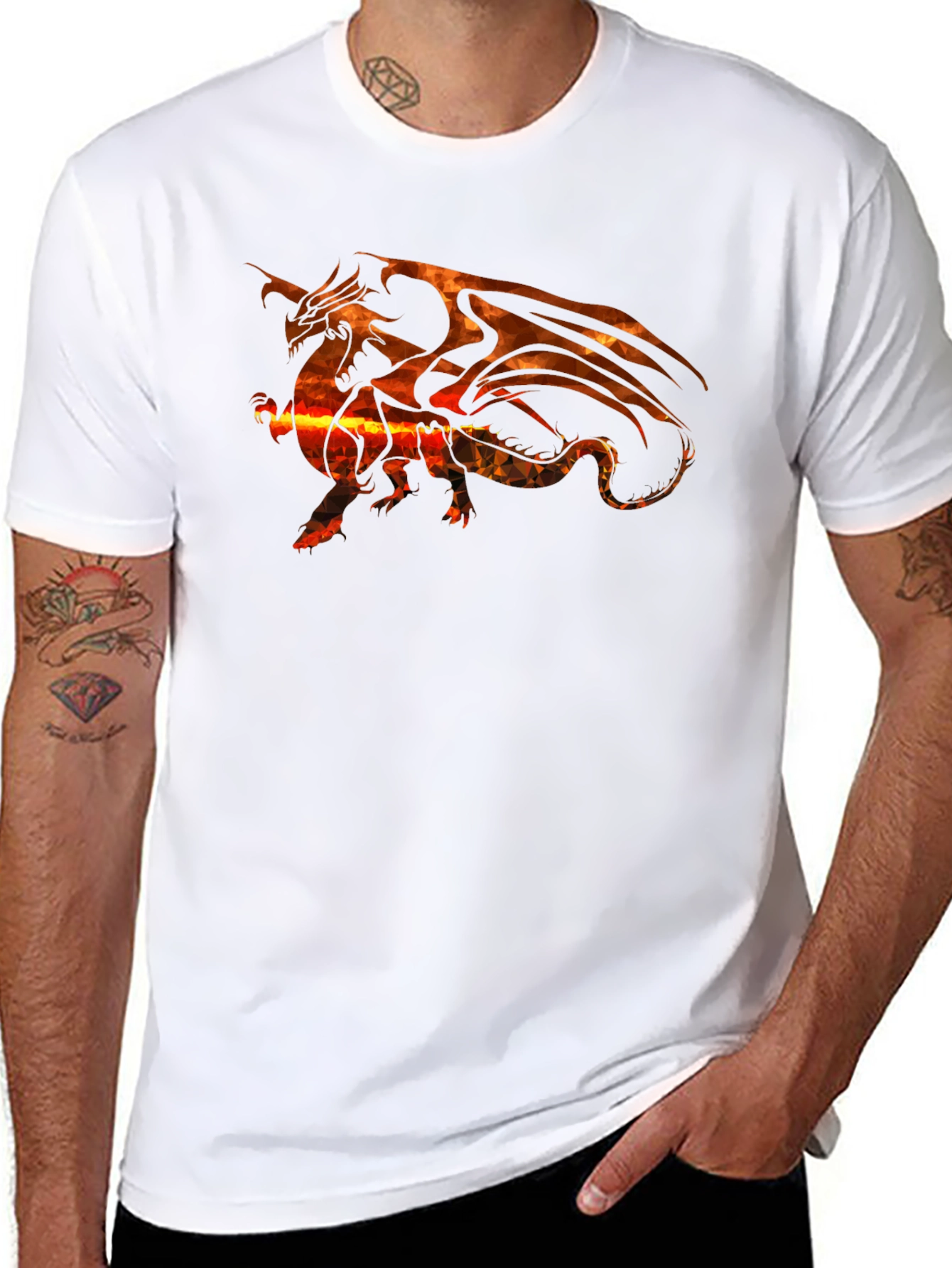 Fiery Dragon Graphic T-Shirt - Black Cotton Tee