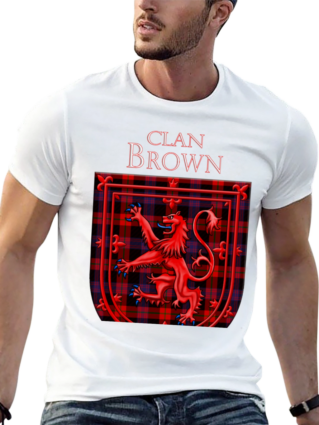 Clan Brown Tartan Crest T-Shirt Scottish Pride