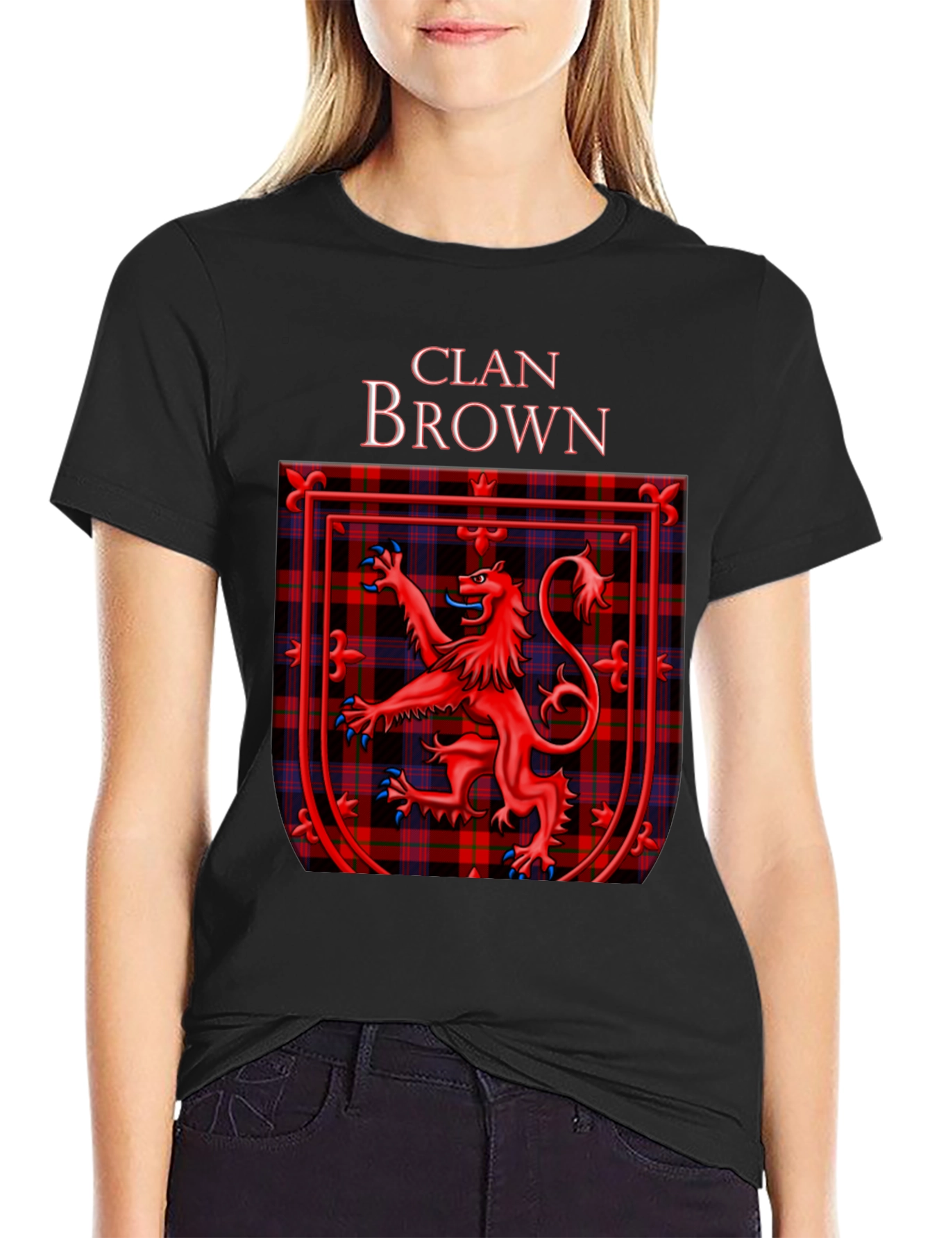Clan Brown Tartan Crest T-Shirt Scottish Pride