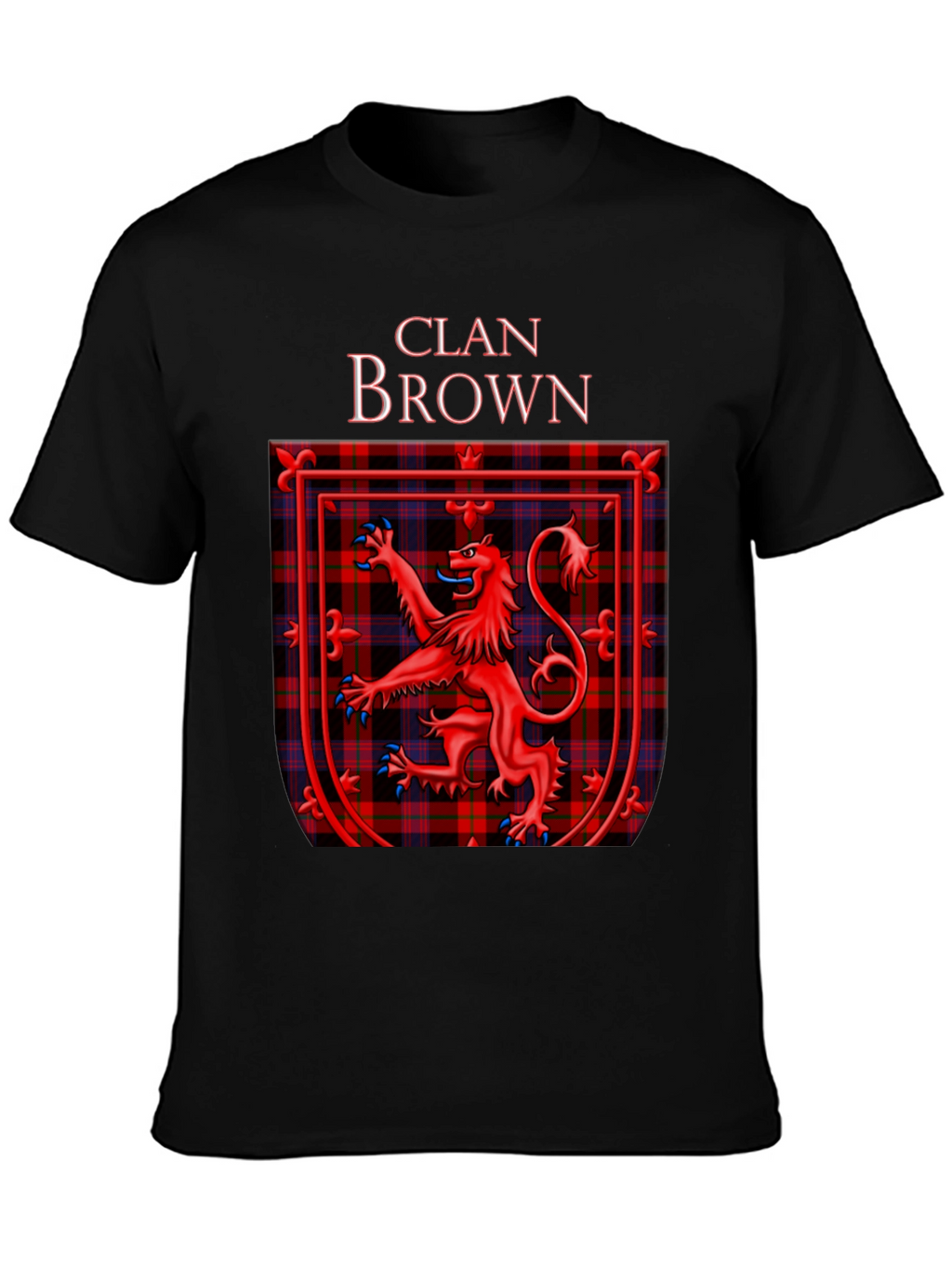 Clan Brown Tartan Crest T-Shirt Scottish Pride