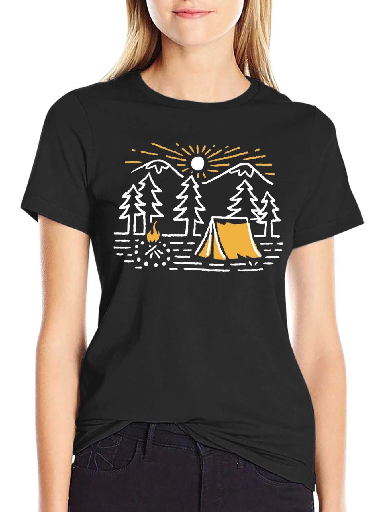 Camping Adventure Graphic T-Shirt - Black