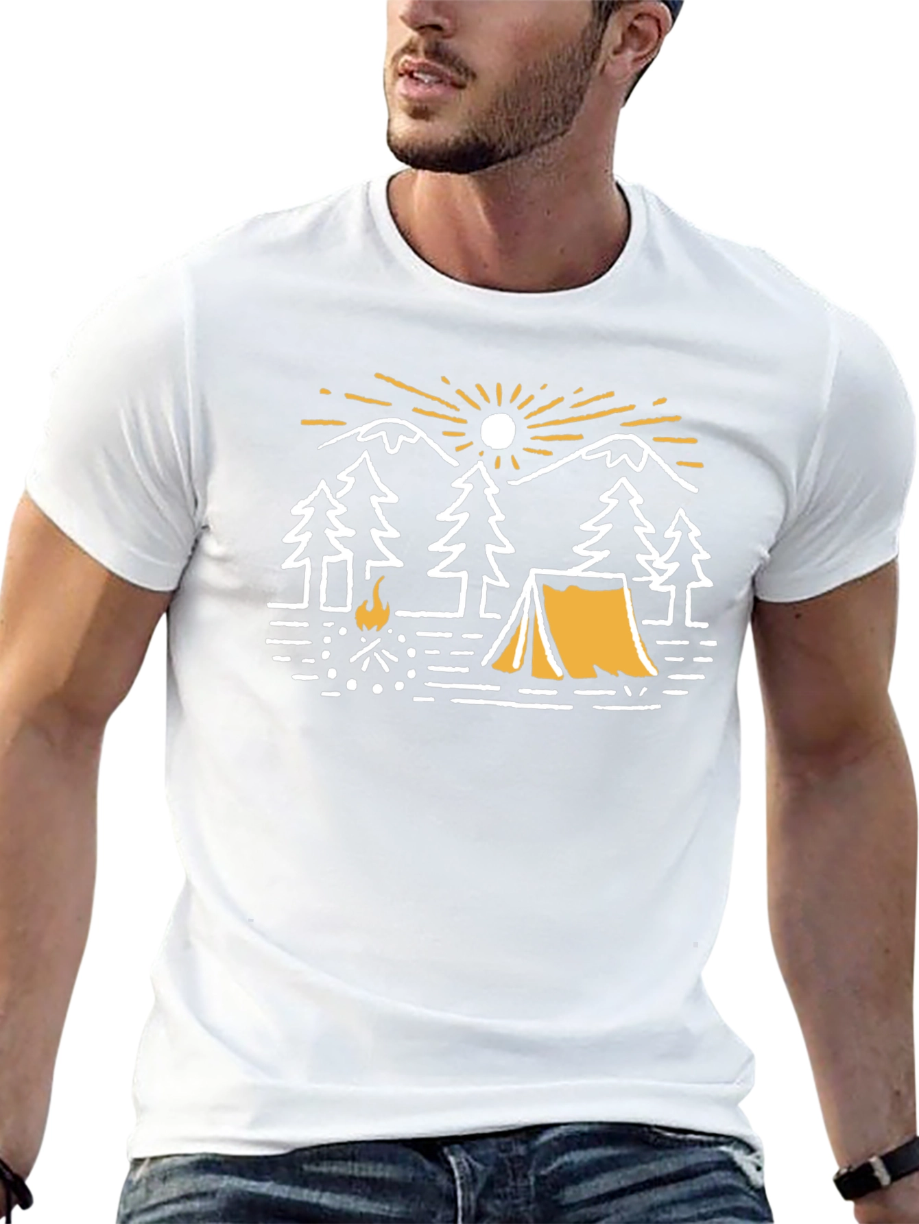 Camping Adventure Graphic T-Shirt - Black