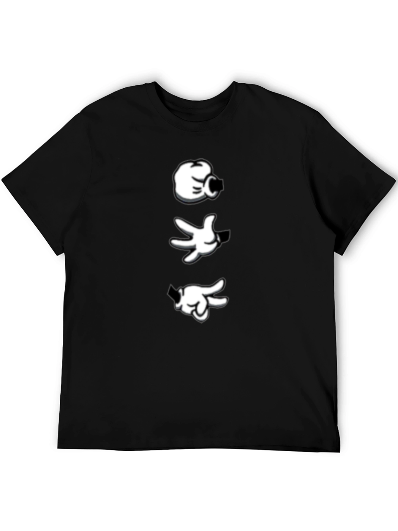 Cartoon Hands Black Tee - Cool Graphic Print Shirt