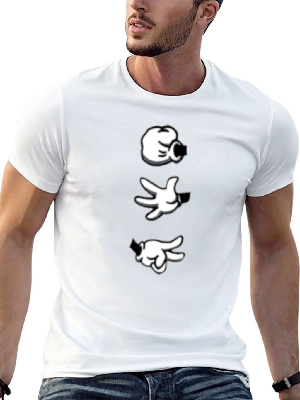 Cartoon Hands Black Tee - Cool Graphic Print Shirt