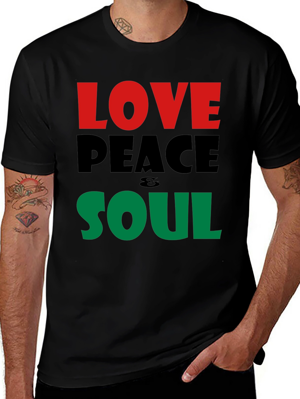 Love Peace Soul T-Shirt - Black Short Sleeve