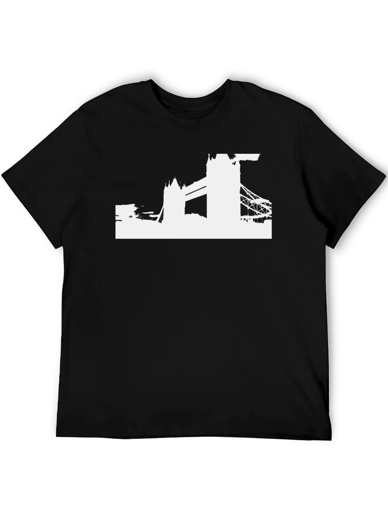 London Skyline Graphic Tee - Black Cotton T-Shirt