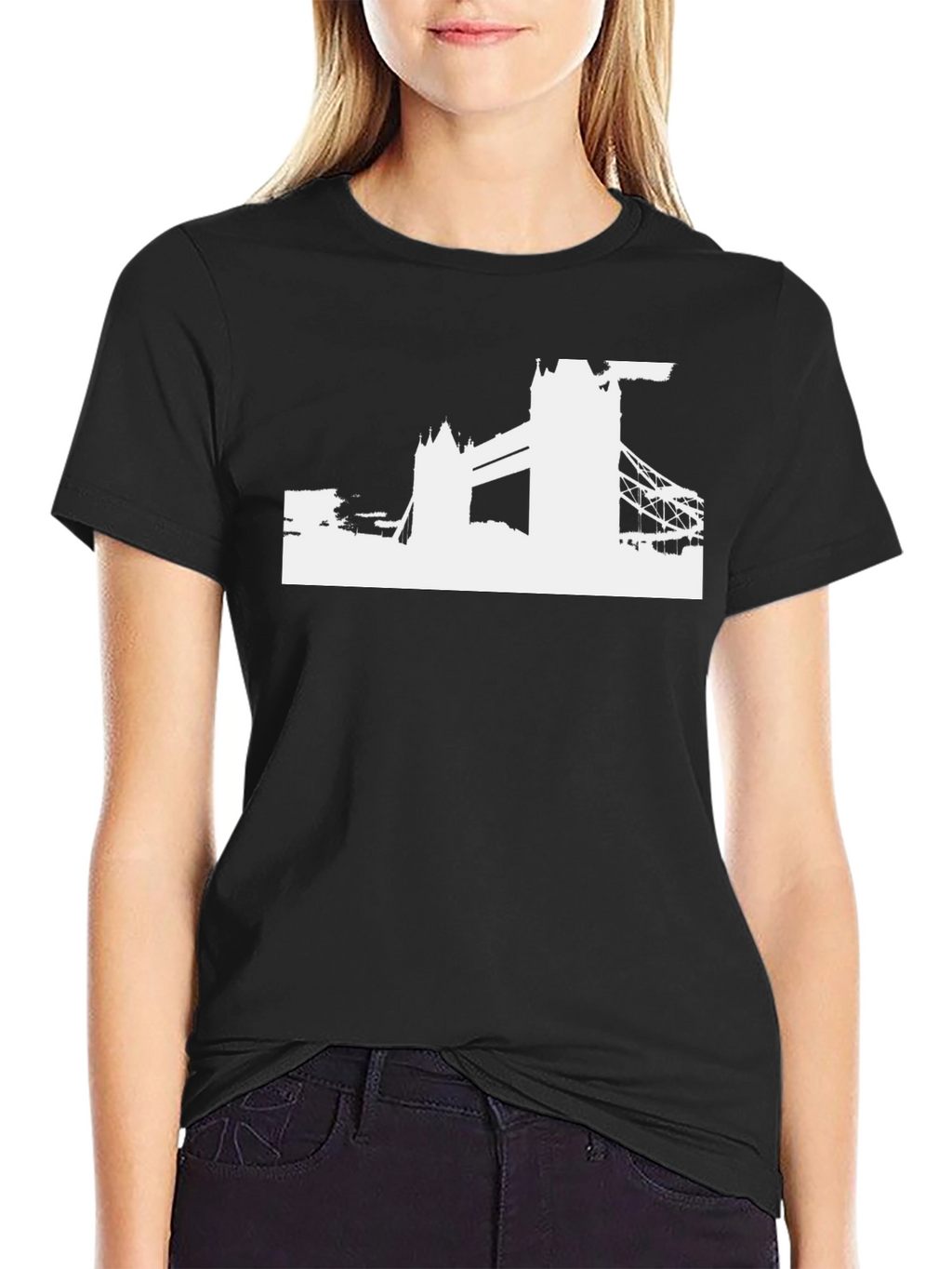 London Skyline Graphic Tee - Black Cotton T-Shirt