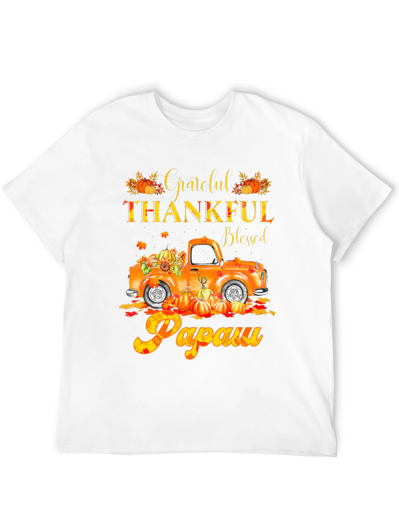 Grateful Thankful Blessed Papaw Fall Truck T-Shirt